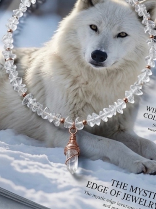 Artisan Jewelry - Limited Edition A+++   Clear Quartz Necklace with Rose Gold Wire-Wrapped Pendant